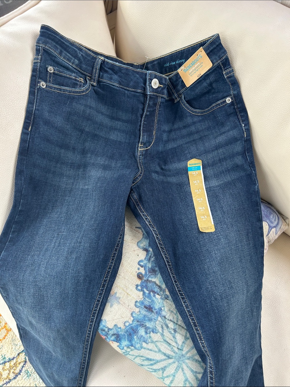 Girl’s Mid-Rise Skinny Jeans by Thereabouts Size 14.5 plus NWT